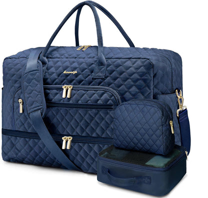 Large Travel Weekender Tote Bag With Wet Pocket