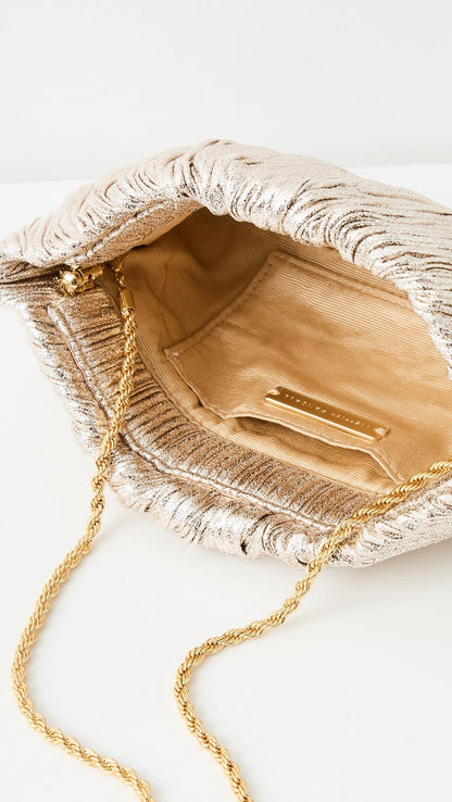 Pleated Evening Pouch Bag With Wrist Strap