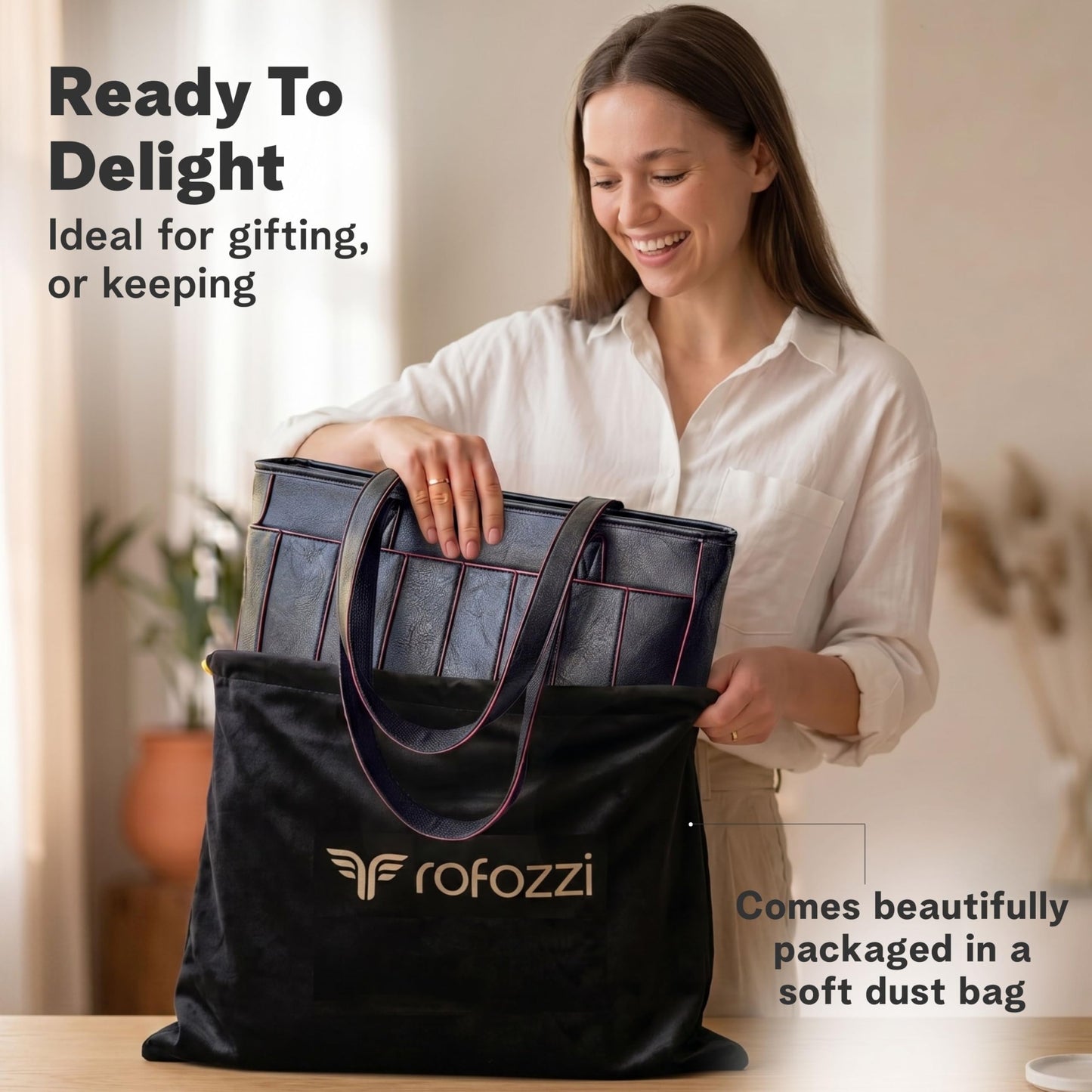 Vegan Leather Laptop Tote Bag