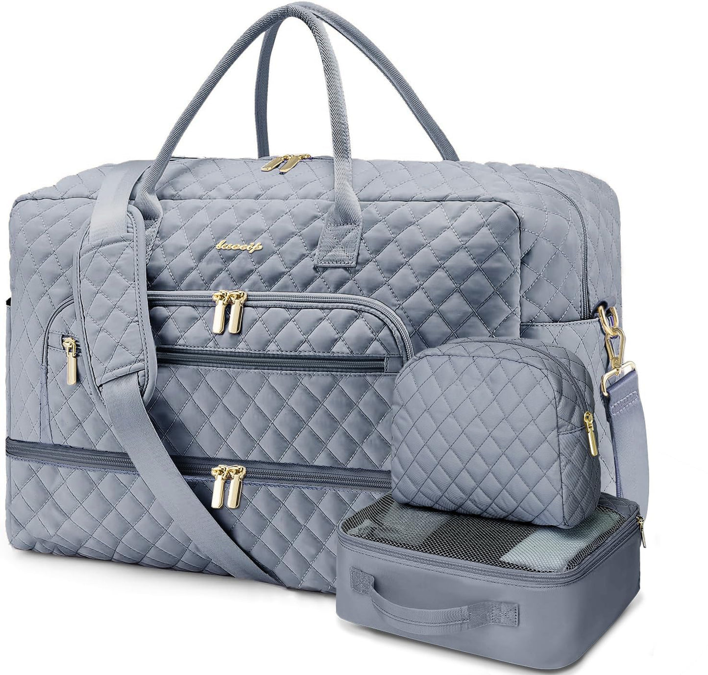 Large Travel Weekender Tote Bag With Wet Pocket