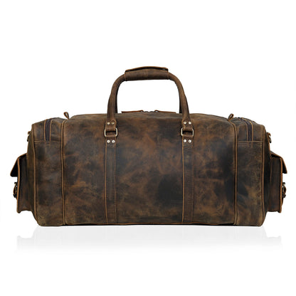 Large Leather Weekender Duffel Bag For Travel