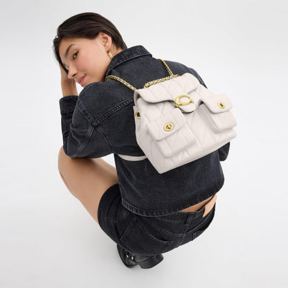 Quilted Leather Backpack With Signature Flap