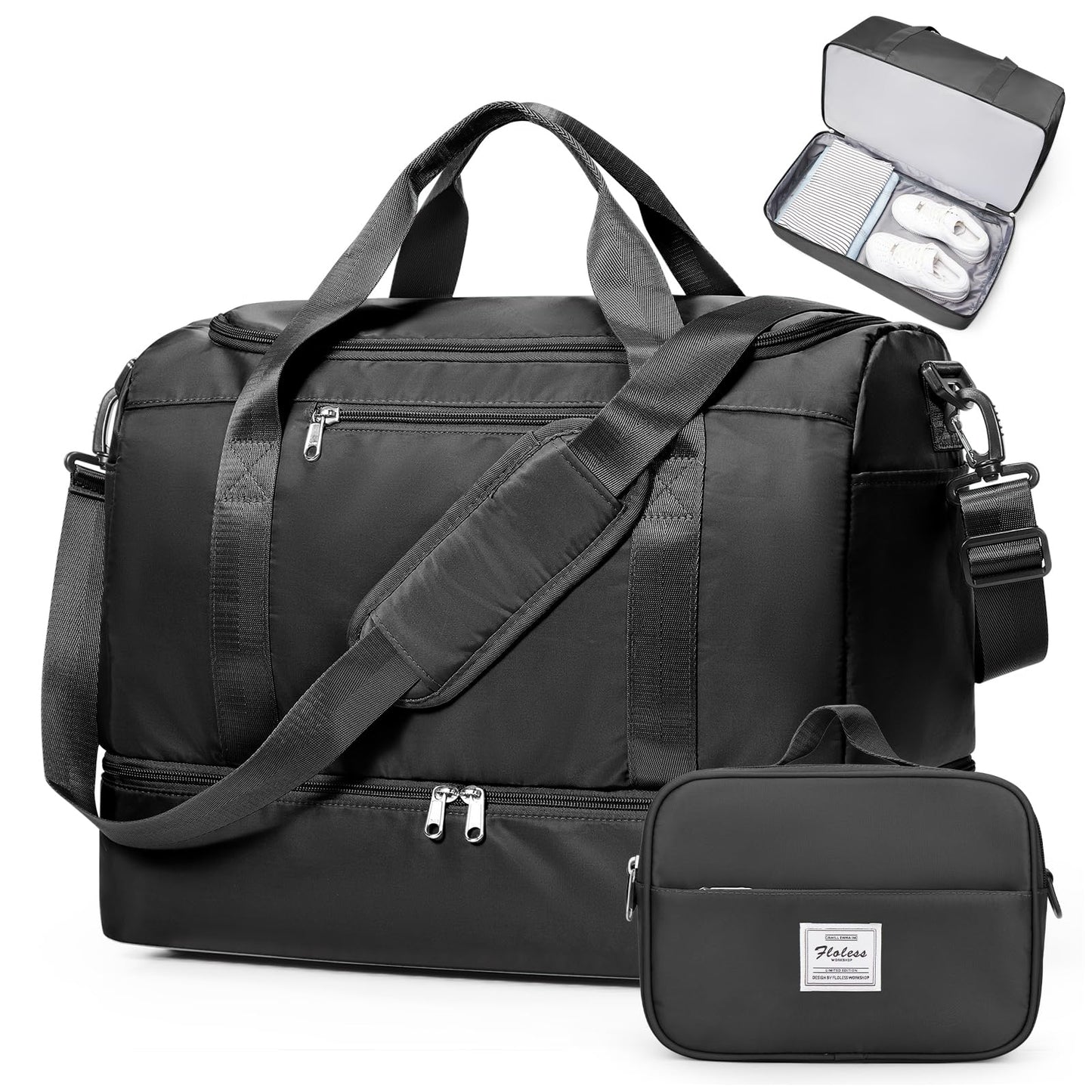 Large Weekender Travel Bag With Shoe Compartment