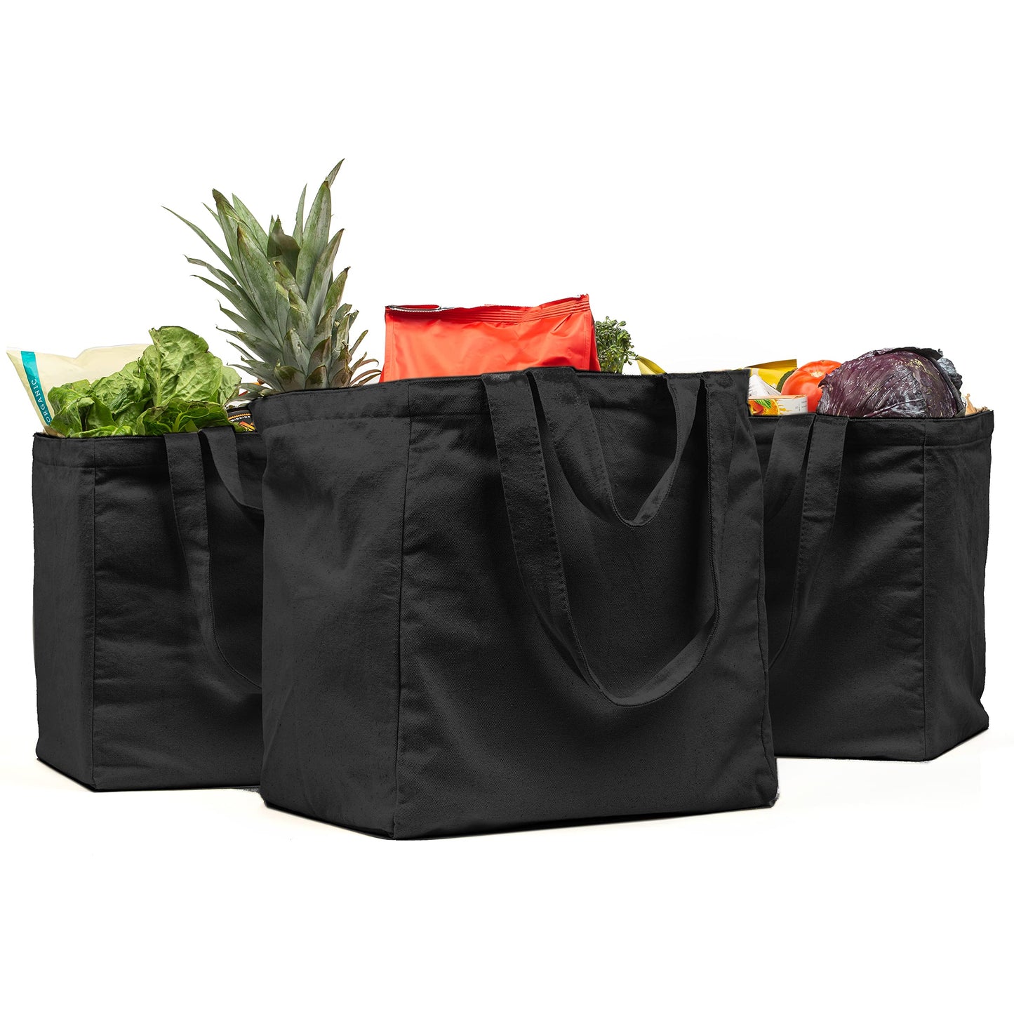 XL Canvas Grocery Tote Bag Set