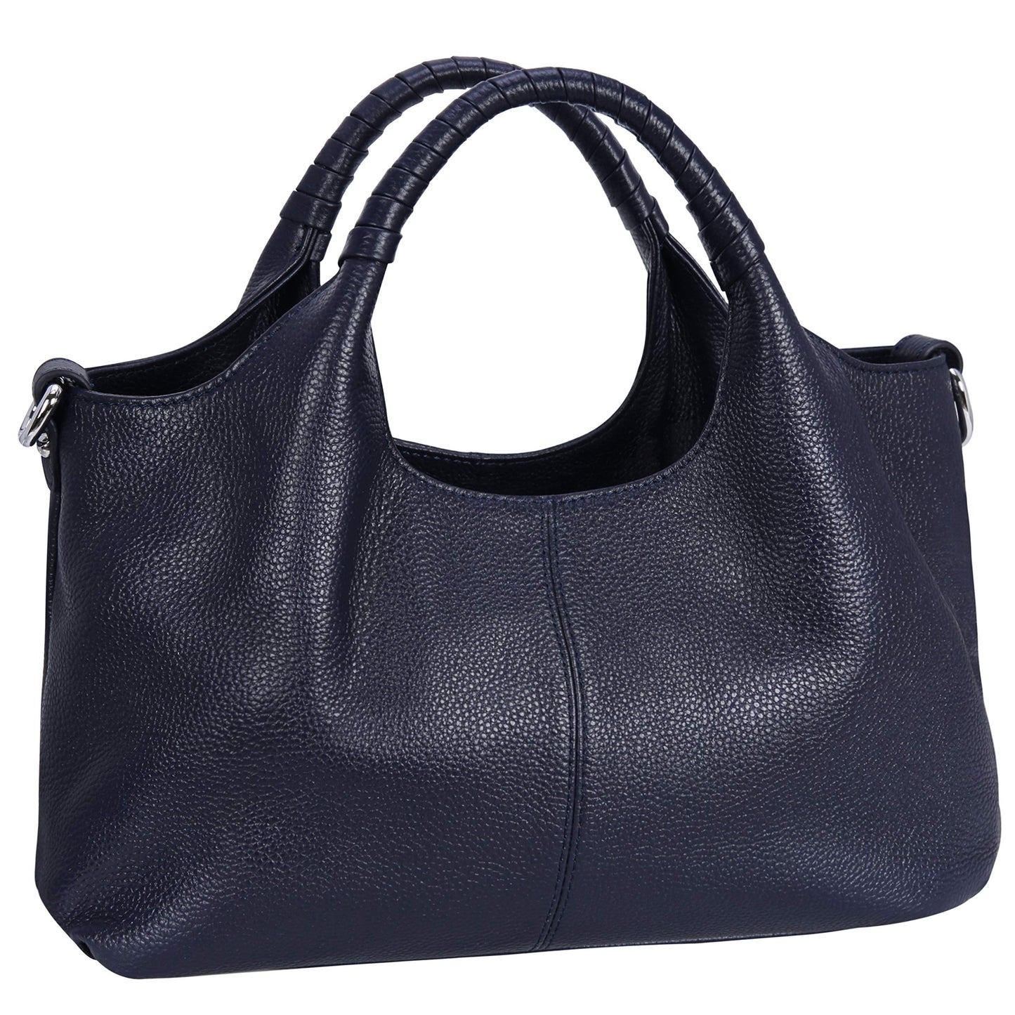 Medium Leather Shoulder Tote Bag With Crossbody Strap